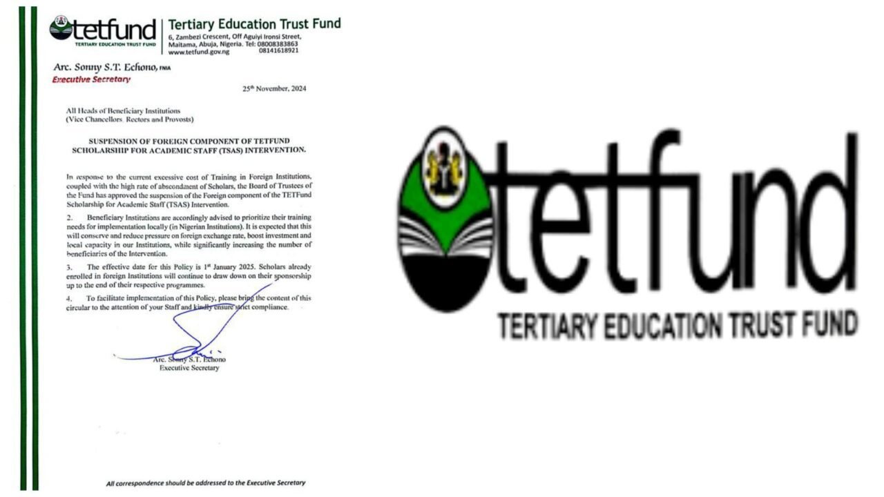TETFund Suspends Scholarship Scheme After Students Abscond on Arrival TETFund Suspends Scholarship Scheme After Students Abscond on Arrival